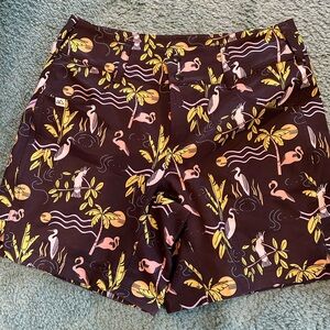 Flamingo Print Athletic Shorts for Women
